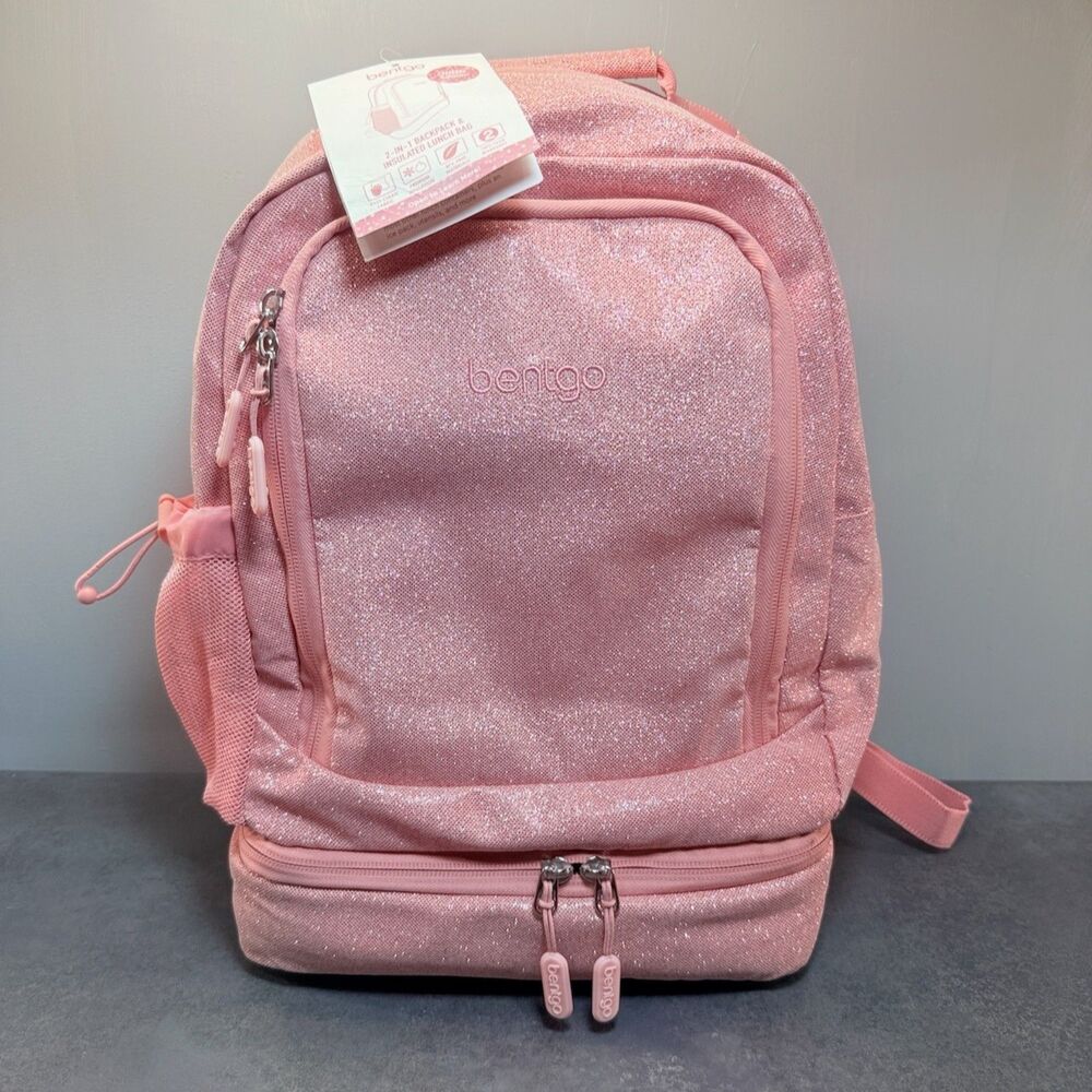 Bentgo 2-in-1 Backpack Lunch Bag Petal Pink Glitter NWT